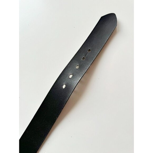 DANIER Black Leather Studded Brushed Silver Heavy Duty Buckle Hip Belt, Size M - Picture 10 of 13